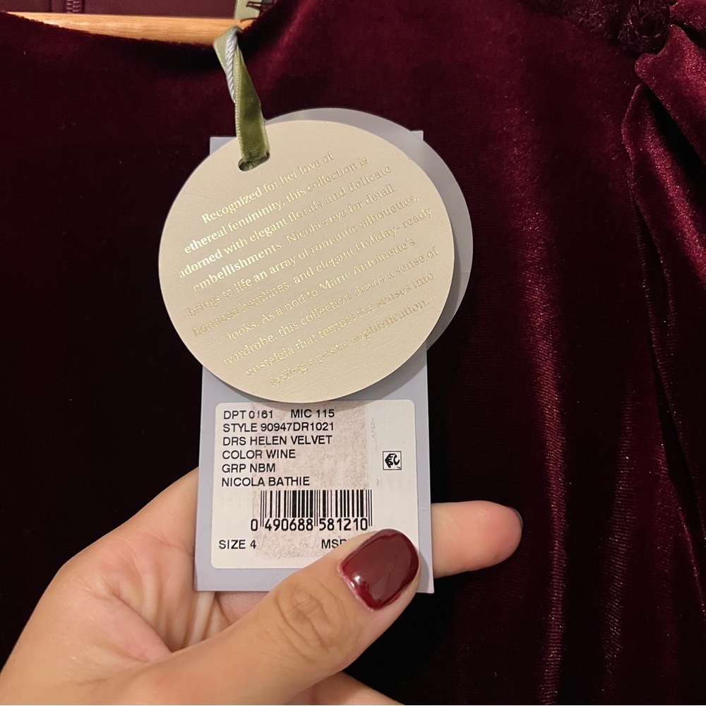 Nicola Bathie x Antonio Melani Velvet Helen Burgundy Midi Dress NWT 4 Holiday​ - Picture 6 of 7